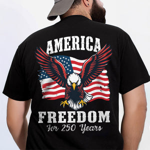 America 250 Years of Freedom Patriotic Eagle Flag Back Side Dark Shirt HA75 897334
