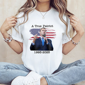 A True Patriot Charlie Kirk With US Flag Bright Shirt HO82 65906