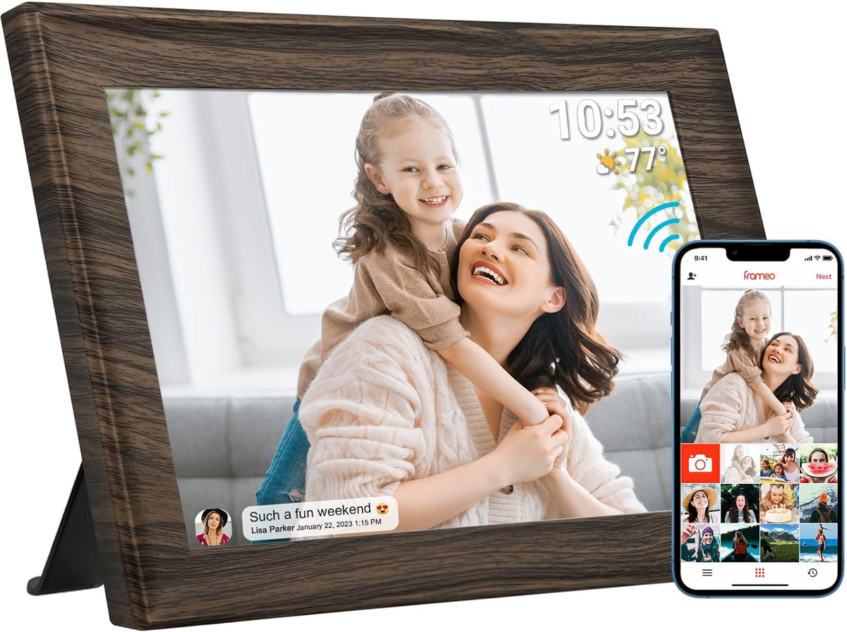 FRAMEO 10.1 Inch Smart Wifi Digital Photo Frame 1280X800 IPS LCD Touch Screen, Auto-Rotate Portrait and Landscape, Built in 32GB Memory, Share Moments Instantly via Frameo App from Anywhere