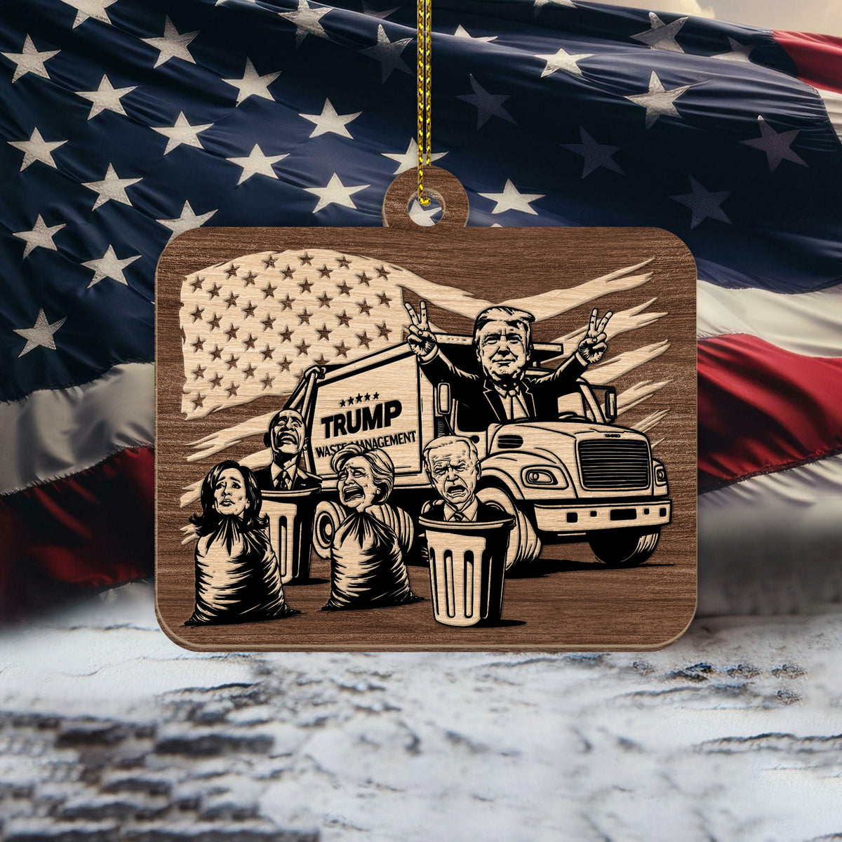 Garbage Man Donald Trump Taking Out The Trash Layer Wood Ornament LM32 65207