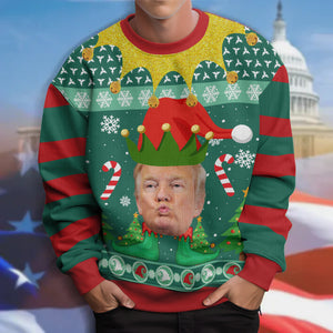 Custom Trump Face Xmas Elfs Ugly All-Over-Print Ugly Sweater HO82 65322