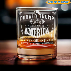 Donald Trump 45 & 47 Engraved Whiskey Glass HO82 65404