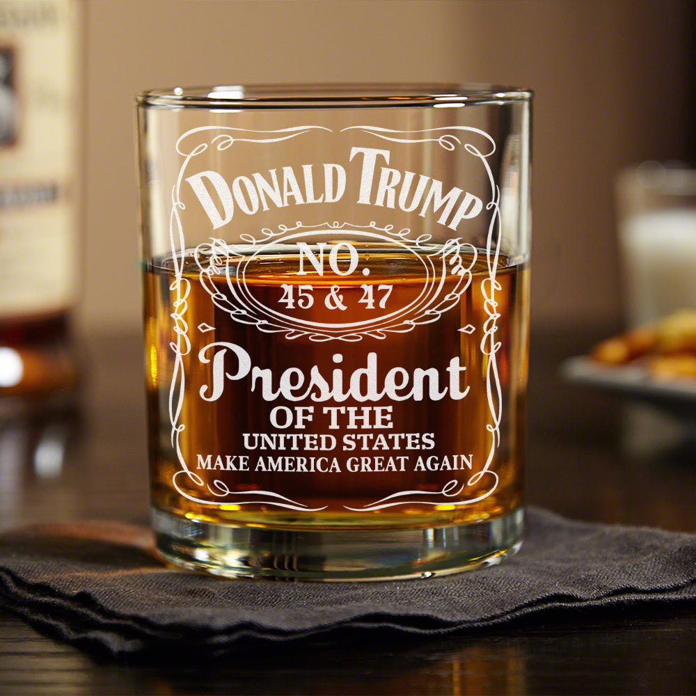 Donald J. Trump 45 & 47 President Of The United States Whisky Glass HA75 67026