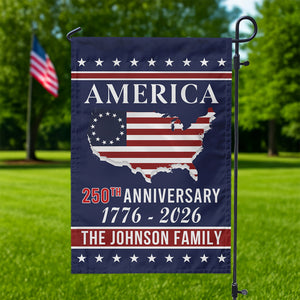 Personalized Family Name America 250th Anniversary Garden Flag LM32 895207