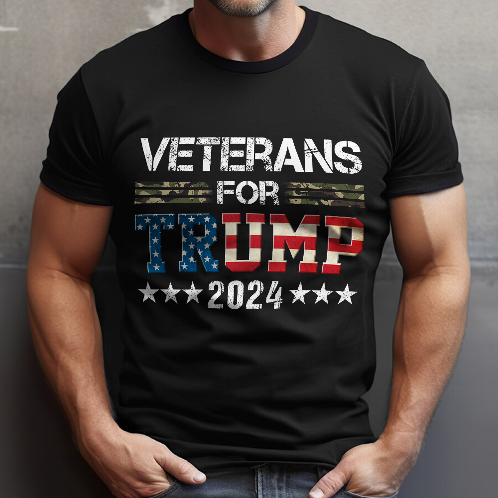 Dad Grandpa Veterans For Trump 2024 American Flag Camo Dark Shirt HO82 62906