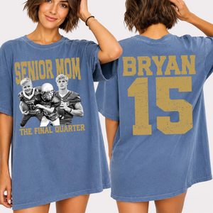 Custom Senior Dad Mom Football Comfort Shirt, Personalized Photo Tee with Name & Number Back, The Final Quarter, Class of 2027 Gift HO82 903214