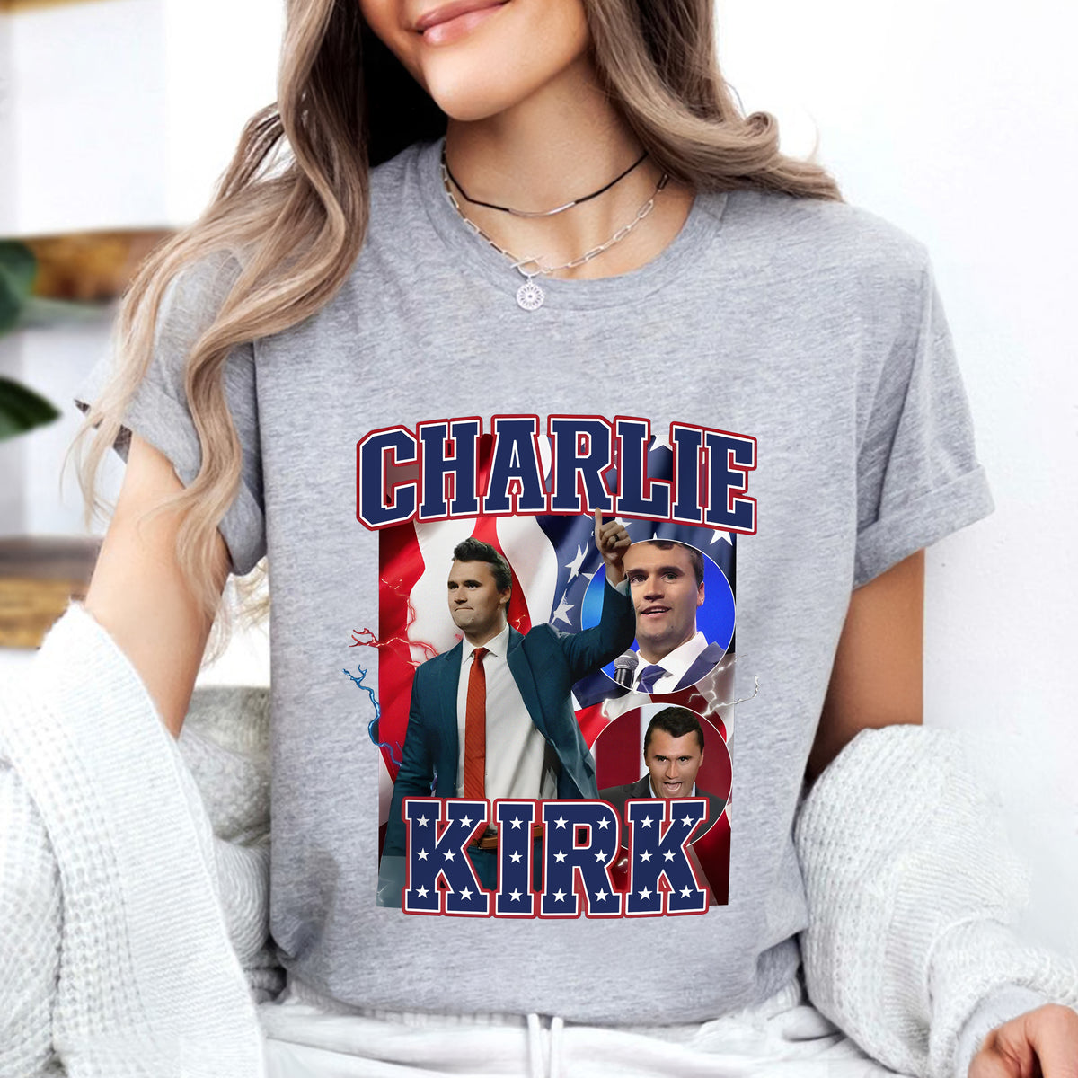 Patriotic Tribute to Charlie Kirk Memorial Bright Shirt LM32 65611