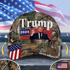 Custom Photo Donald Trump 2024 Camouflage Background Classic Cap T286 62476