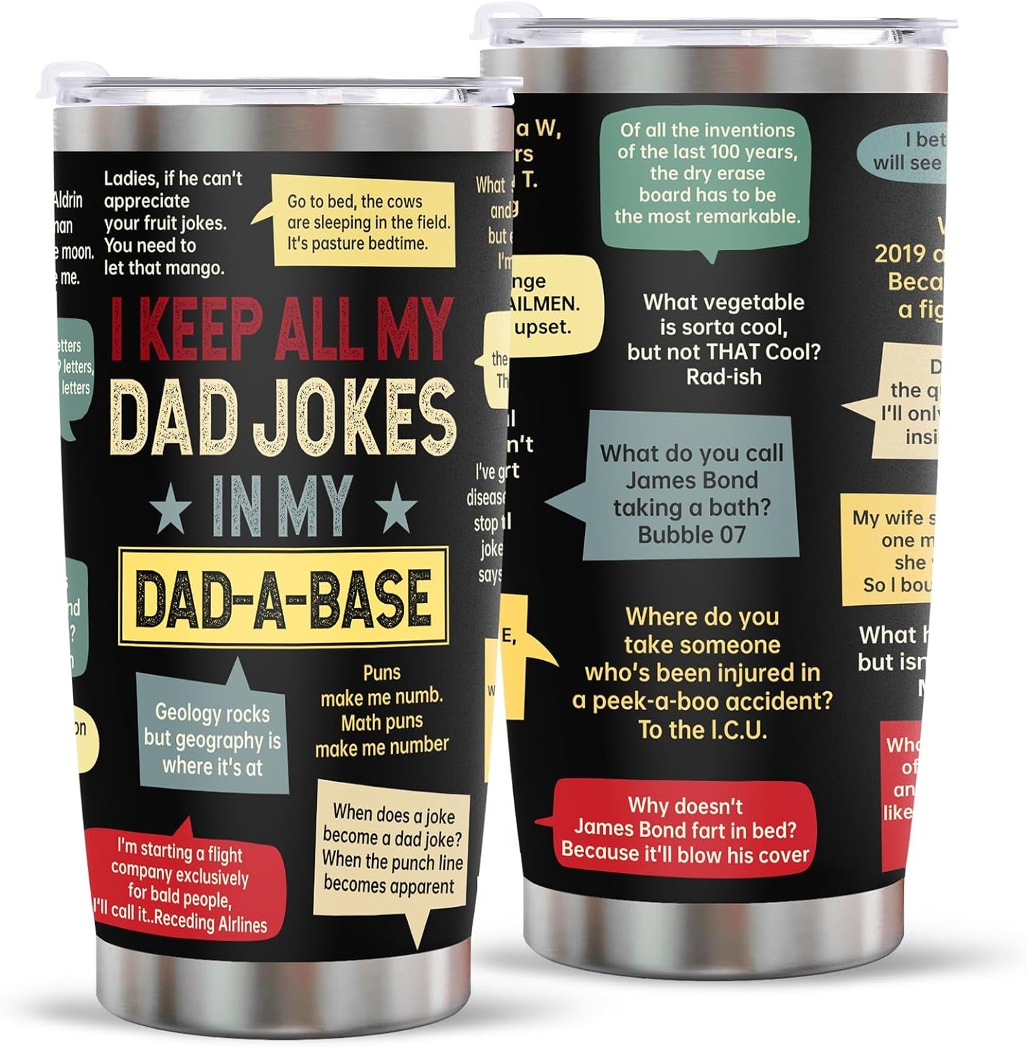 Fathers Day Dad Gifts from Daughter Son Wife, Funny Gifts for Dad Husband Grandpa Bonus Dad Step Dad, Unique Birthday Present Ideas for Father Men Him on Father'S Day Christmas - Dad Joke Tumbler 20Oz