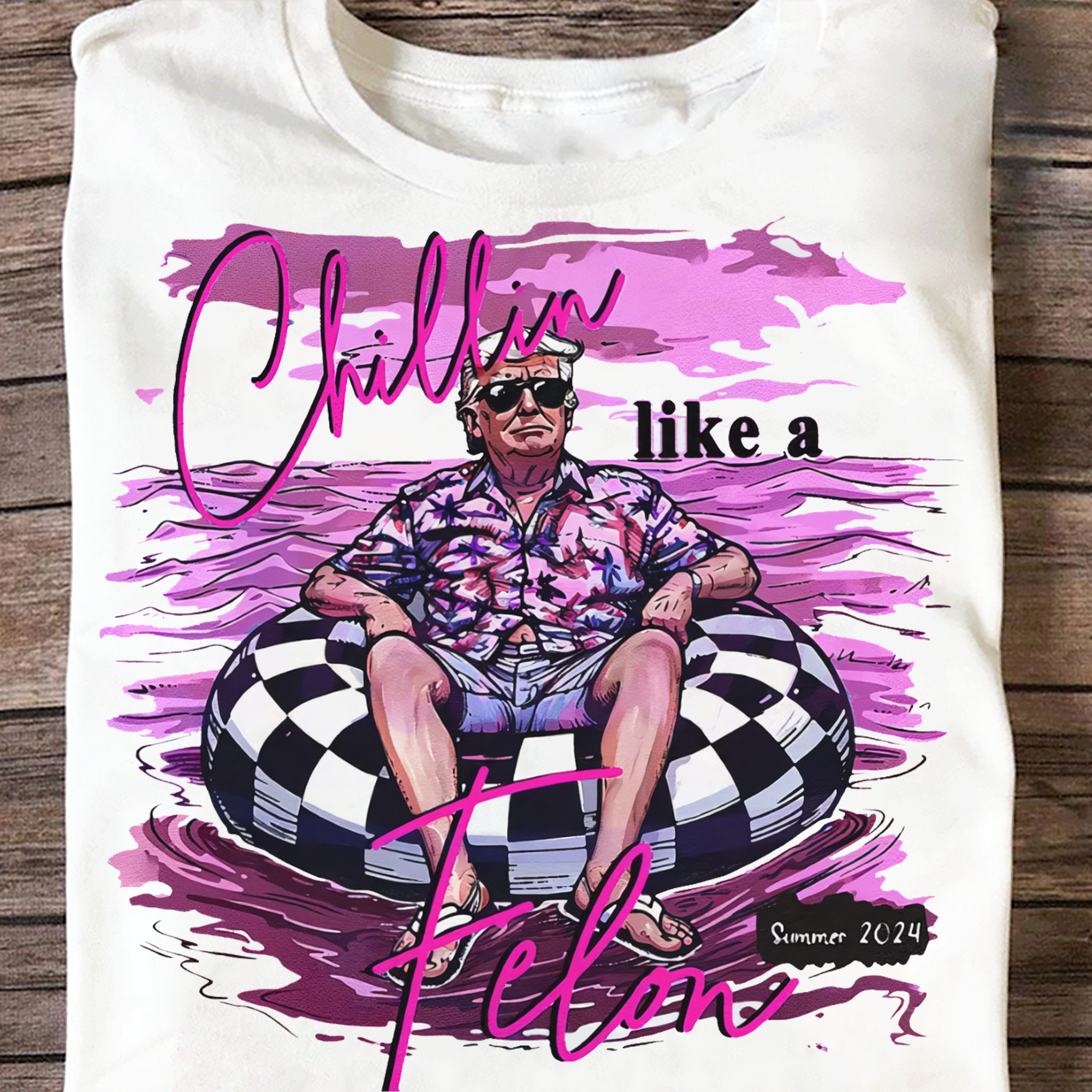 Chillin Like A Felon Retro Summer Pink Shirt DM01 62865