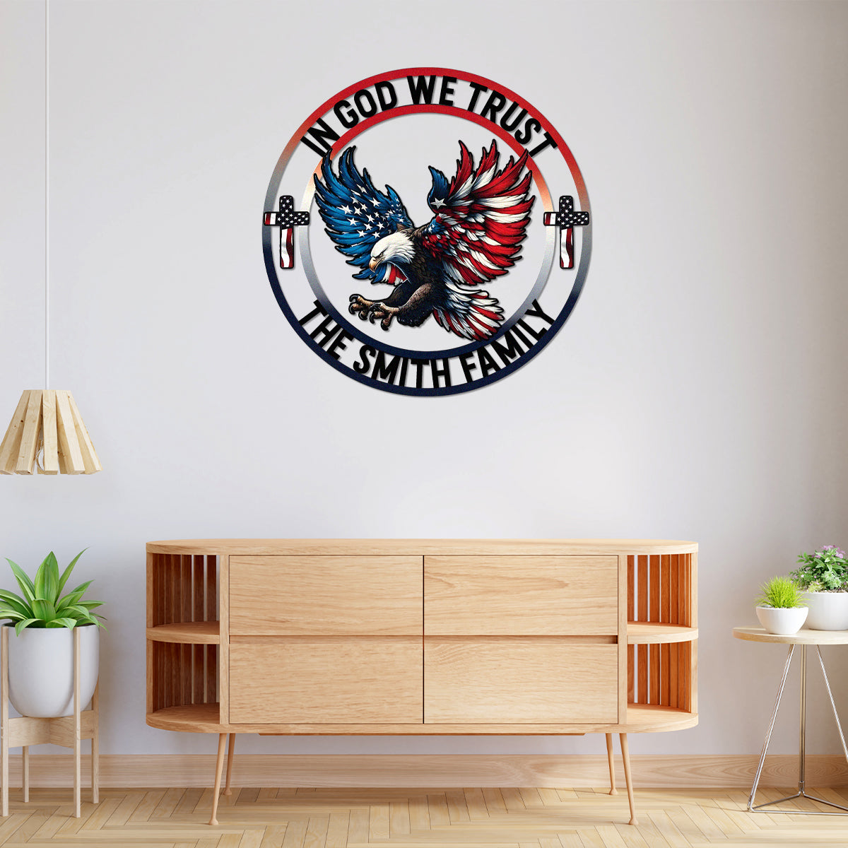 Personalized Name In God We Trust Patriotic Eagle Metal Sign LM32 897267