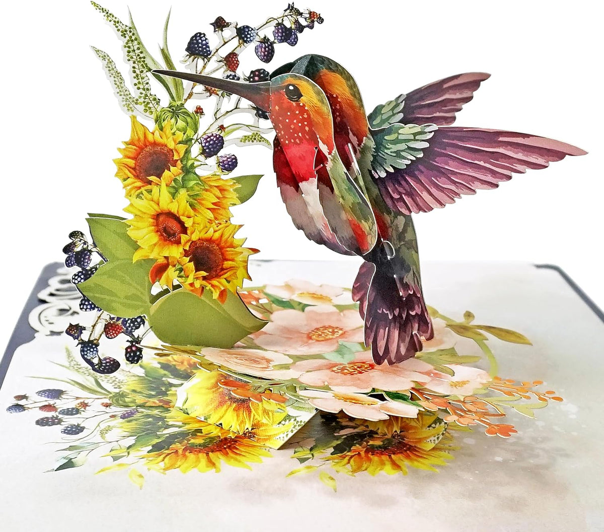 CUTPOPUP Hummingbird Birthday Card Pop Up, Mothers Day, Fathers Day, 3D Popup Greeting Card, Birthday Card for Women (Hummingbird Sunflower)