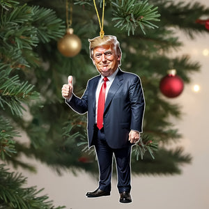 14-Pack Trump-Style Acrylic Christmas Ornaments - Classic Shiny Hanging Decorations HA75