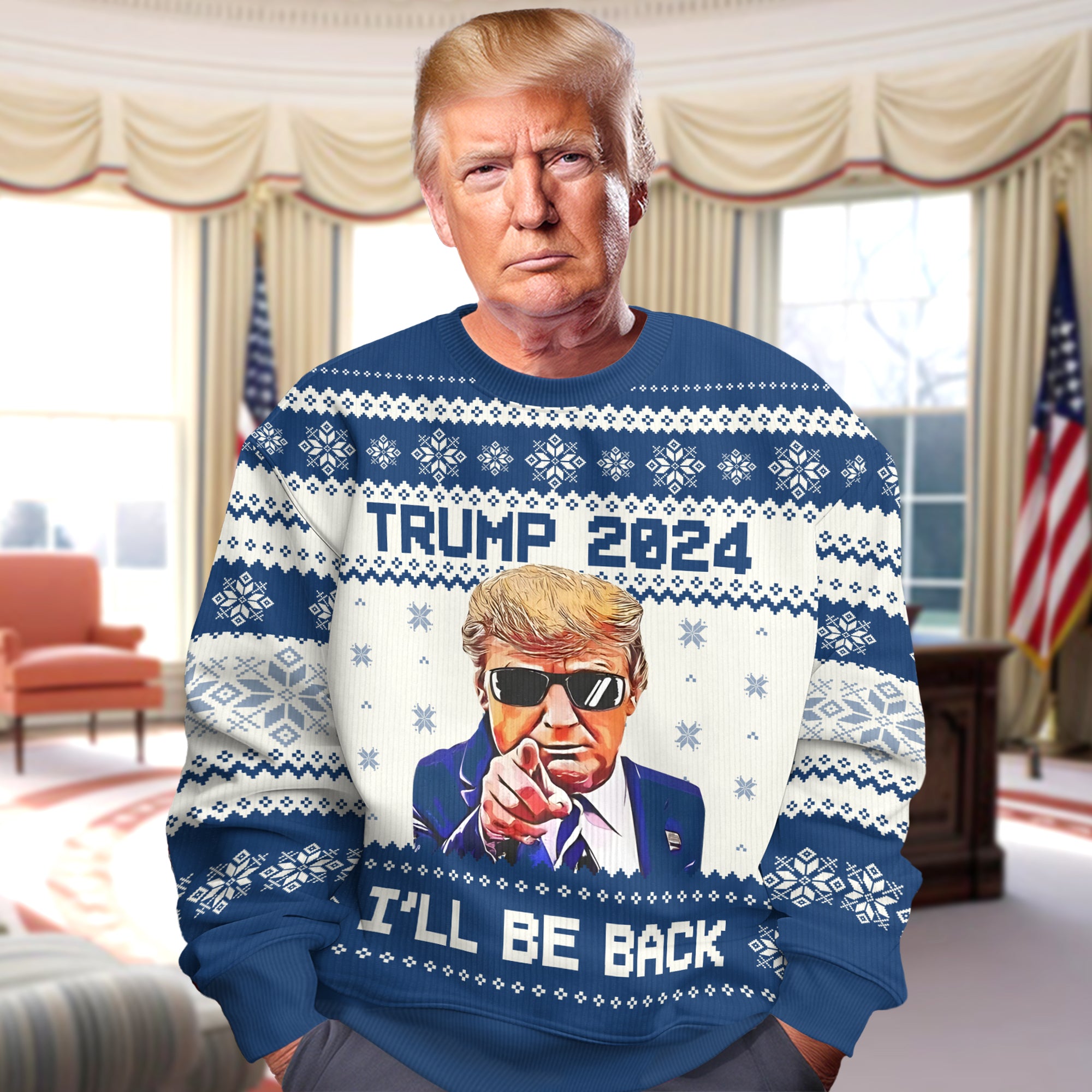 Love For Our Country Is What Matters Most - I'll Be Back Trump Ugly Sweater LM32 63685