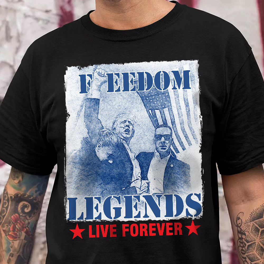 Trump 2024 Freedom Legends Live Forever Dark Shirt HO82 63052