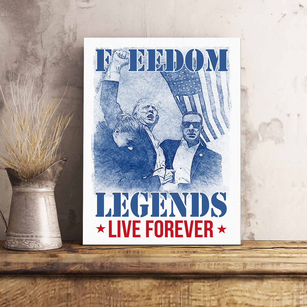 Freedom Legends Live Forever Trump 2024 Picture Frame Canvas Poster HO82 63108