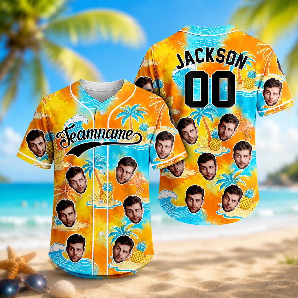 Custom Photo Tropical Floral Hawaiian Baseball Jersey - Personalized Gift for Dad, Husband, Boyfriend CH07 911852