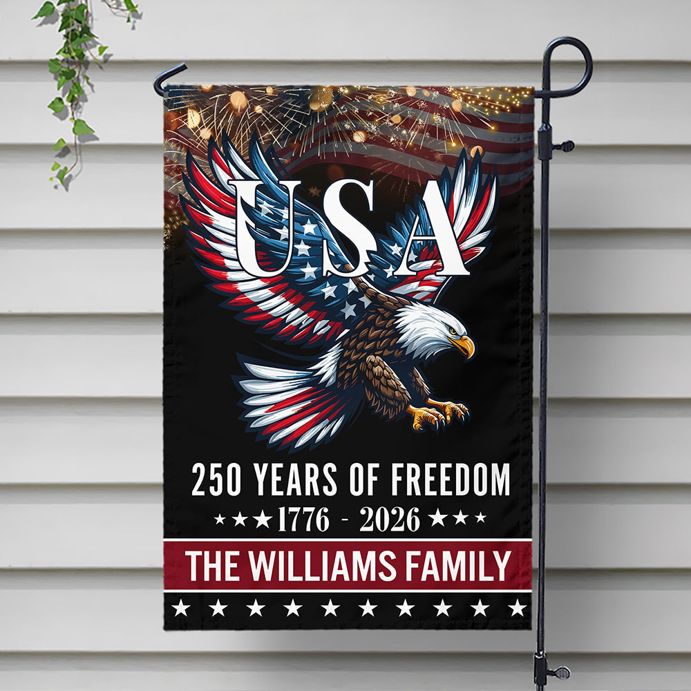 Custom Family Name 250 Years Of Freedom Patriotic Eagle Garden Flag HO82 901166