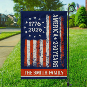 Custom Family Name 250 Years America Flag 250th Birthday 1776-2026 Garden Flag Gift for Family HO82 894788
