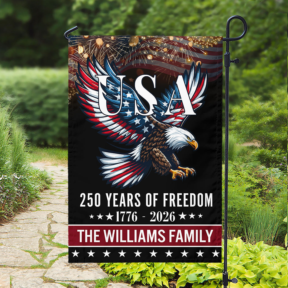 Custom Family Name 250 Years Of Freedom Patriotic Eagle Garden Flag HO82 901166