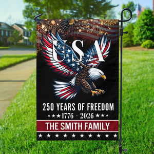 Custom Family Name 250 Years Of Freedom Patriotic Eagle Garden Flag HO82 901166