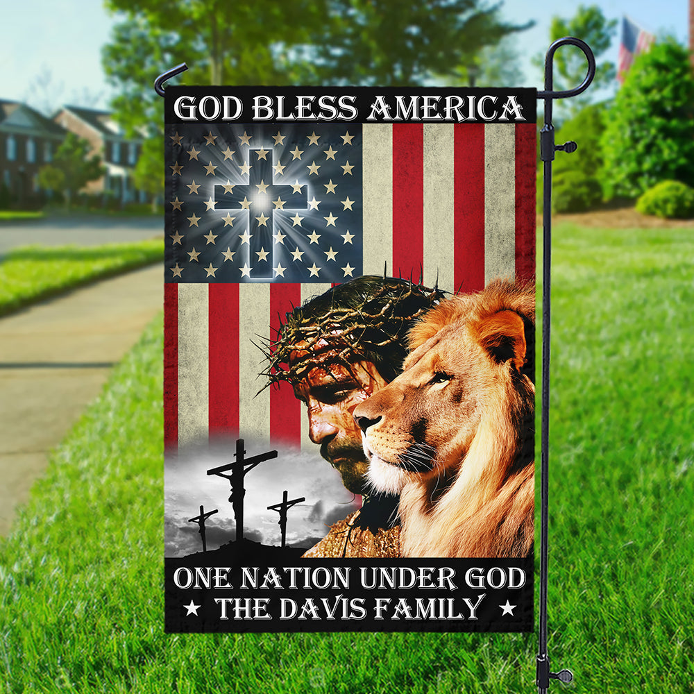 Custom Name God Bless American - One Nation Under God Garden Flag LM32 897223
