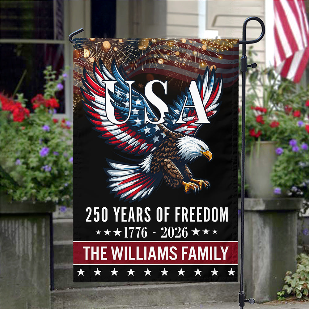Custom Family Name 250 Years Of Freedom Patriotic Eagle Garden Flag HO82 901166