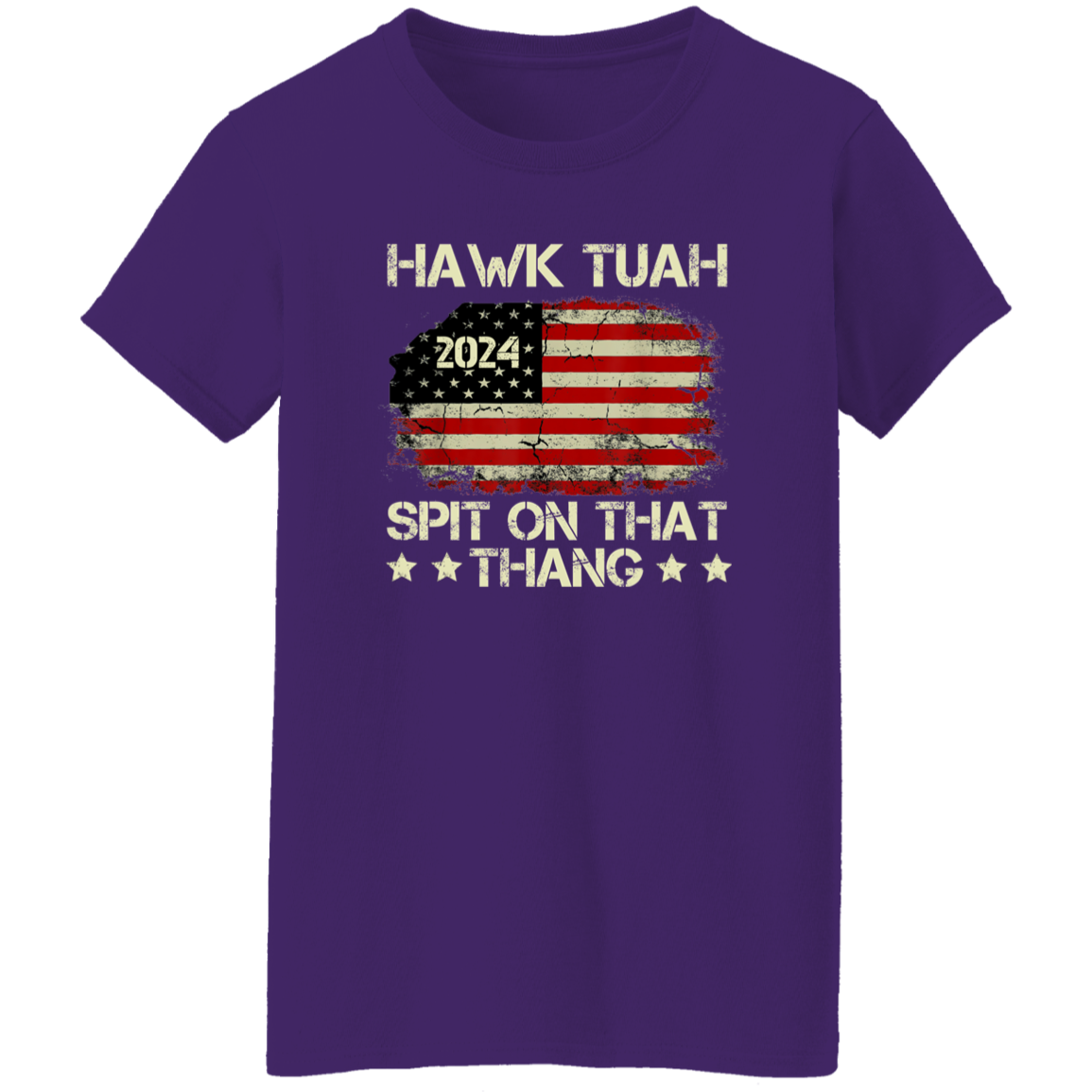 Hawk Tuah 24 Spit On That Thang US Flag Dark Shirt HO82 62806