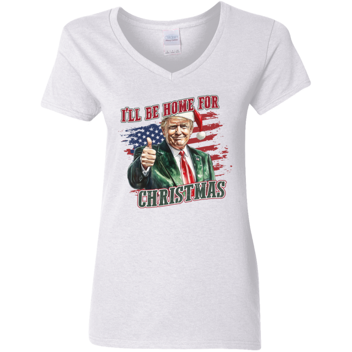 Trump I'll Be Home for Christmas - Trump With US Flag Shirt HA75 63696