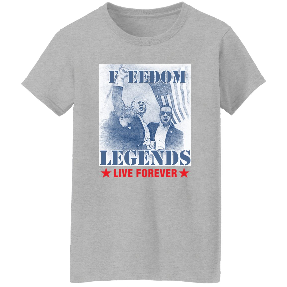 Trump 2024 Freedom Legends Live Forever Dark Shirt HO82 63052