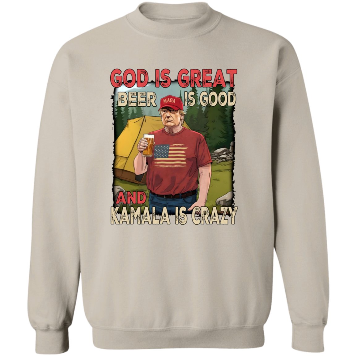 Trump God Is Great Beer Is Good And Kamala Is Crazy Bright Shirt HO82 65354