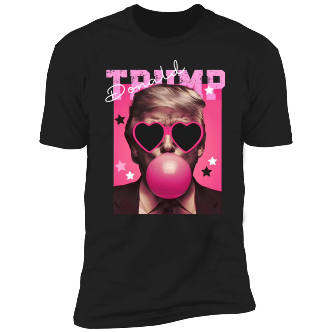 Funny Donald Trump Blowing Bubble Gum Pink Sun Glasses Dark Shirt LM32 65191