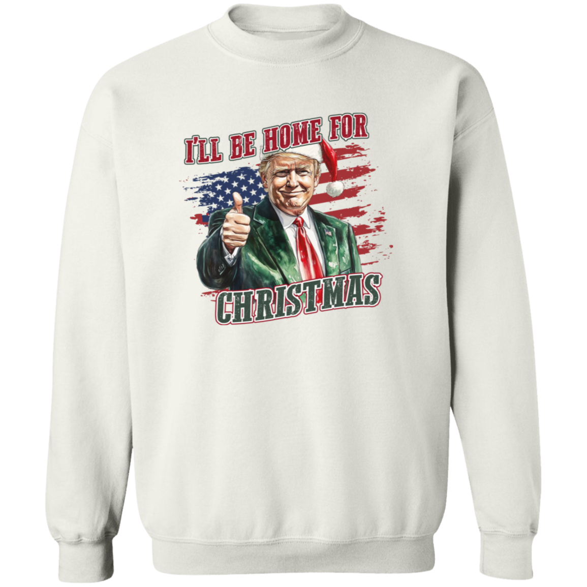 Trump I'll Be Home for Christmas - Trump With US Flag Shirt HA75 63696