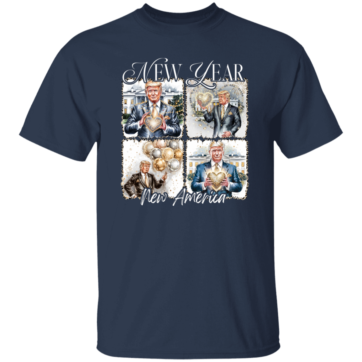 New Year New America Trump 2025 Disco Ball Dark Shirt HA75 64176