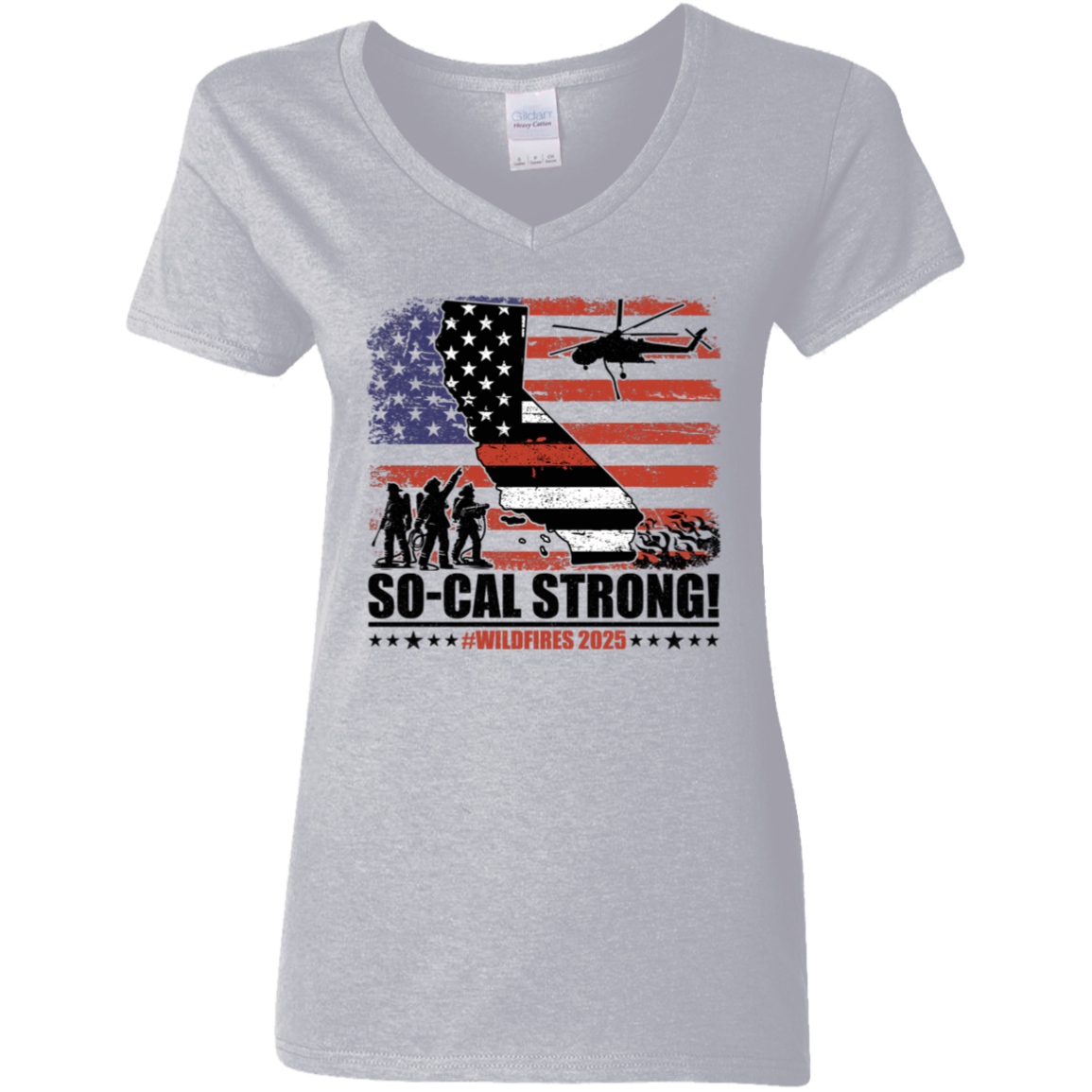 So-Cal Strong Wildfires 2025 California Firefighter With USA Flag Firefighting Bright Shirt HO82 65688