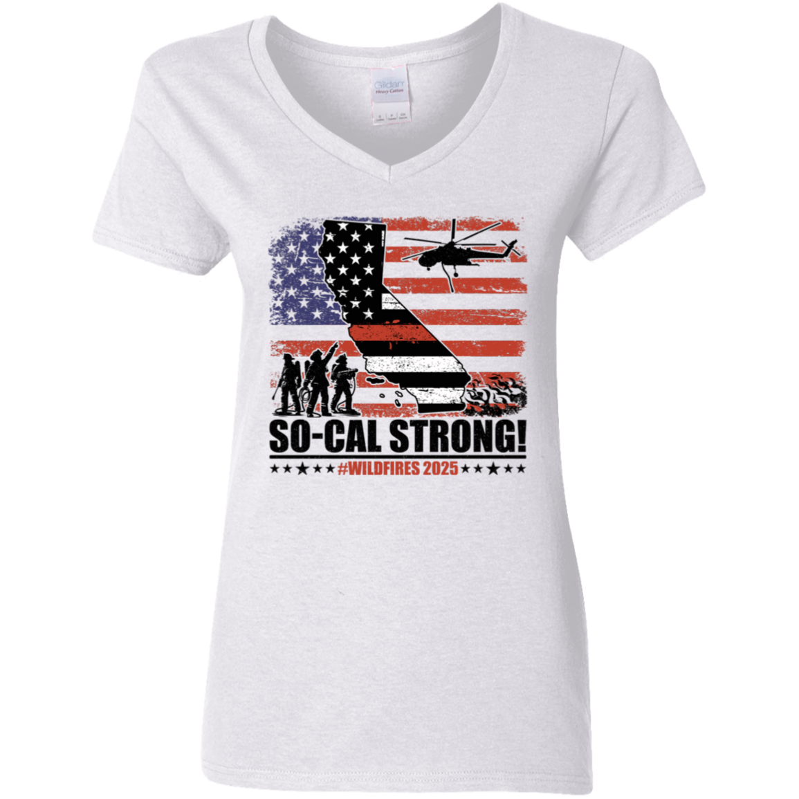 So-Cal Strong Wildfires 2025 California Firefighter With USA Flag Firefighting Bright Shirt HO82 65688