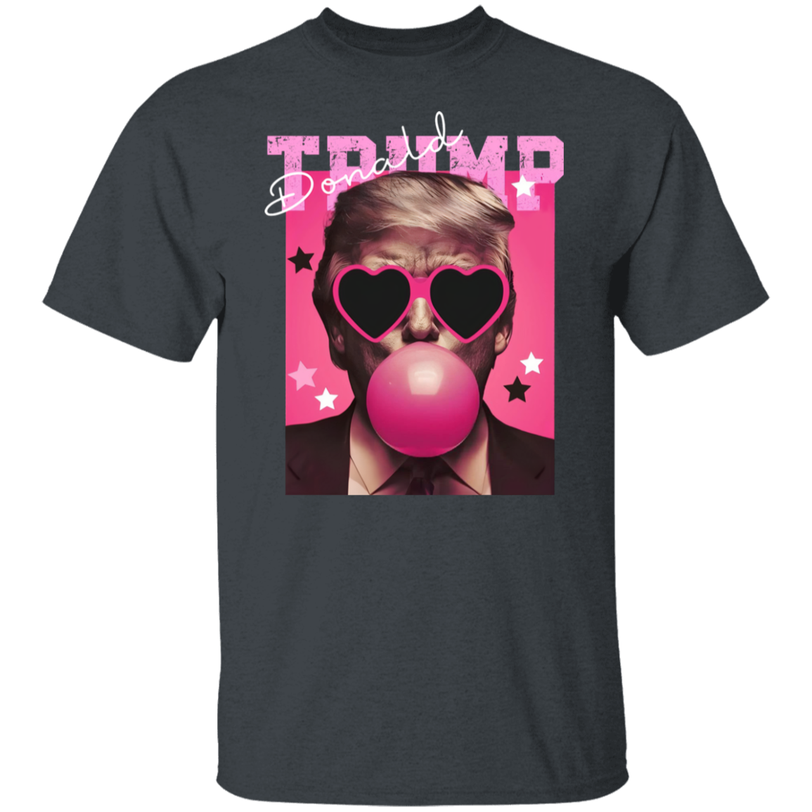 Funny Donald Trump Blowing Bubble Gum Pink Sun Glasses Dark Shirt LM32 65191