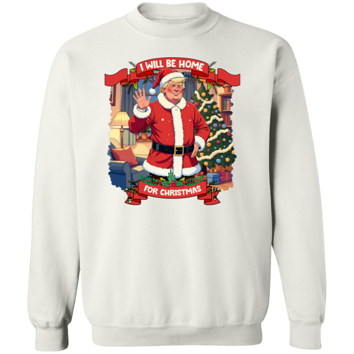 I Will Be Home For Christmas Trump Santa Claus Shirt HA75 63671