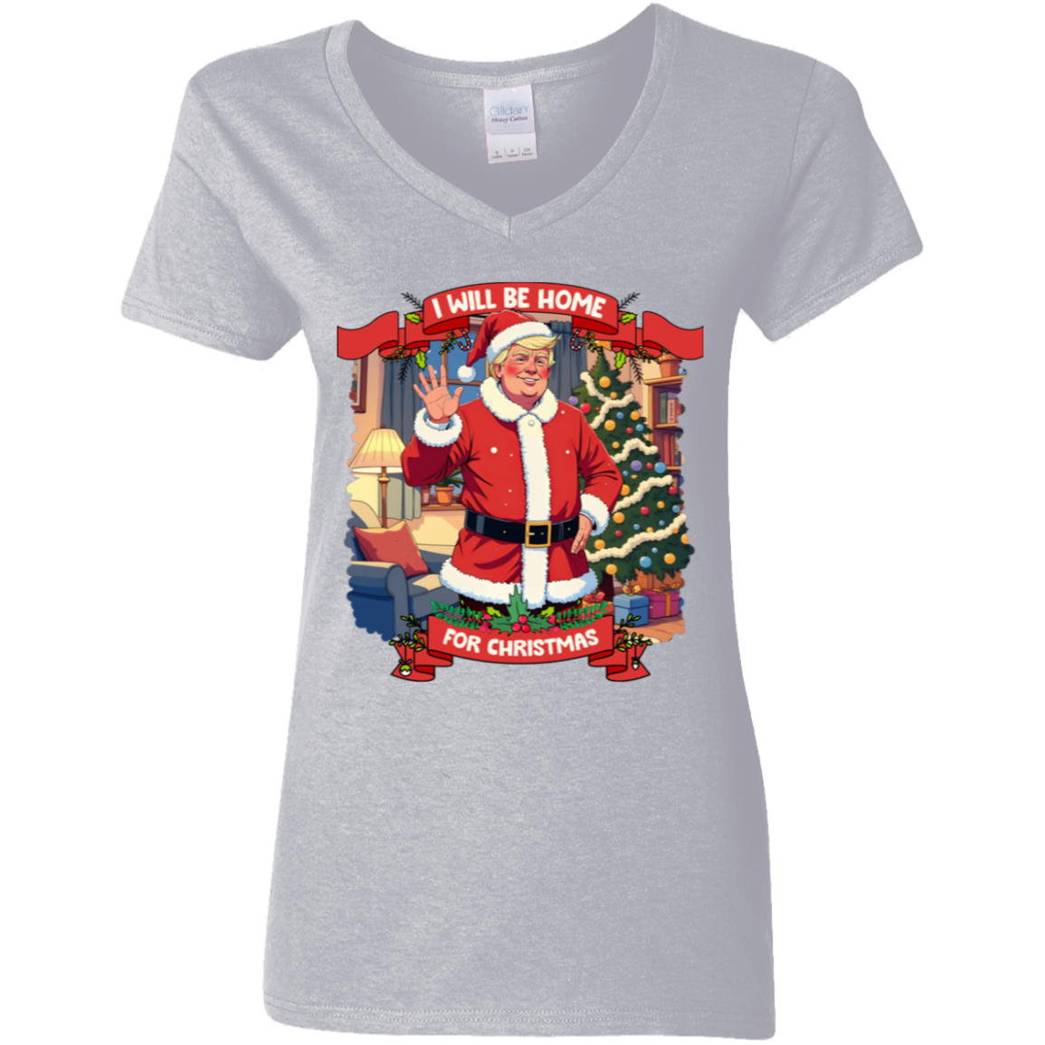 I Will Be Home For Christmas Trump Santa Claus Shirt HA75 63671