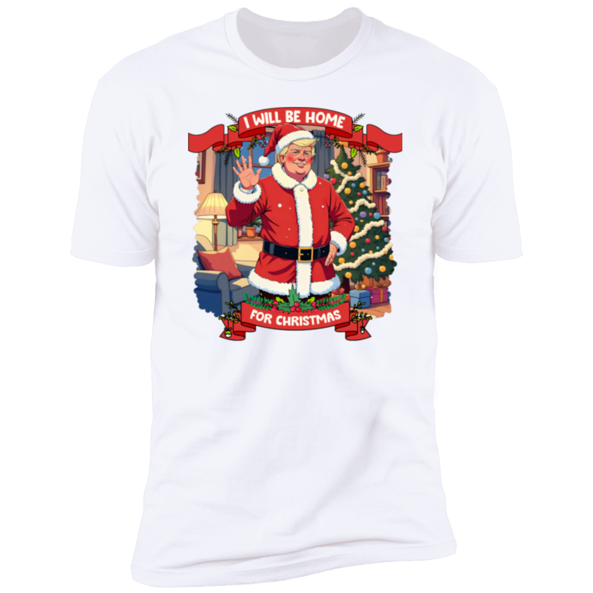 I Will Be Home For Christmas Trump Santa Claus Shirt HA75 63671