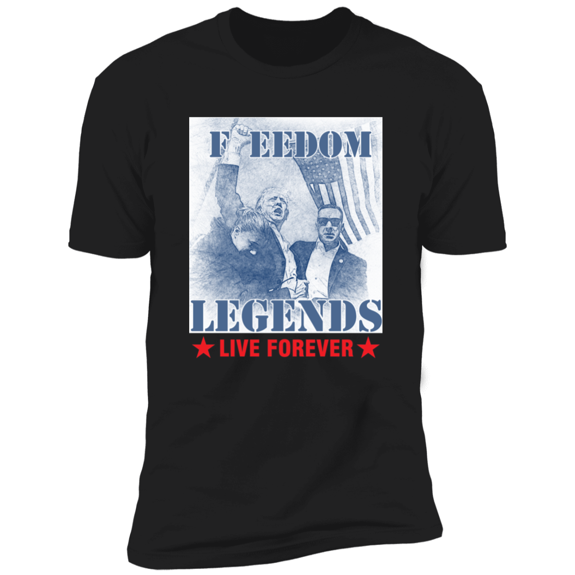 Trump 2024 Freedom Legends Live Forever Dark Shirt HO82 63052