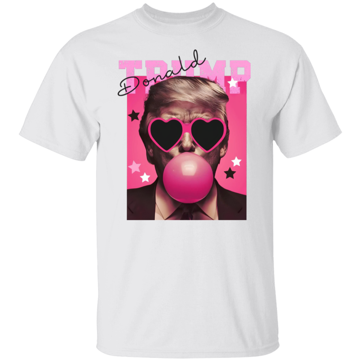 Funny Donald Trump Blowing Bubble Gum Pink Sun Glasses Bright Shirt LM32 65193