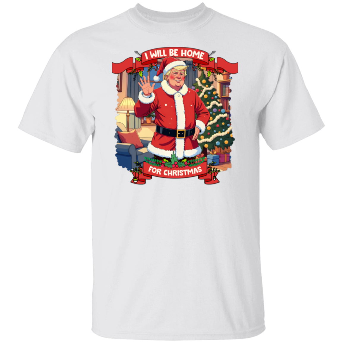 I Will Be Home For Christmas Trump Santa Claus Shirt HA75 63671
