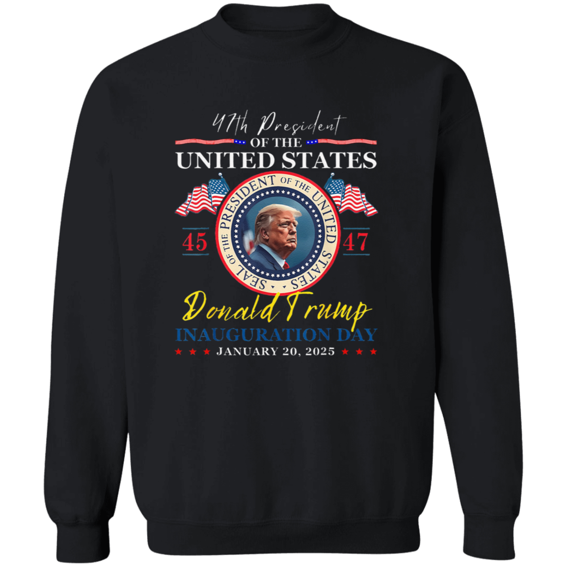 President Donald Trump Inauguration Day 2025 47th USA Flag Dark Shirt HO82 65658