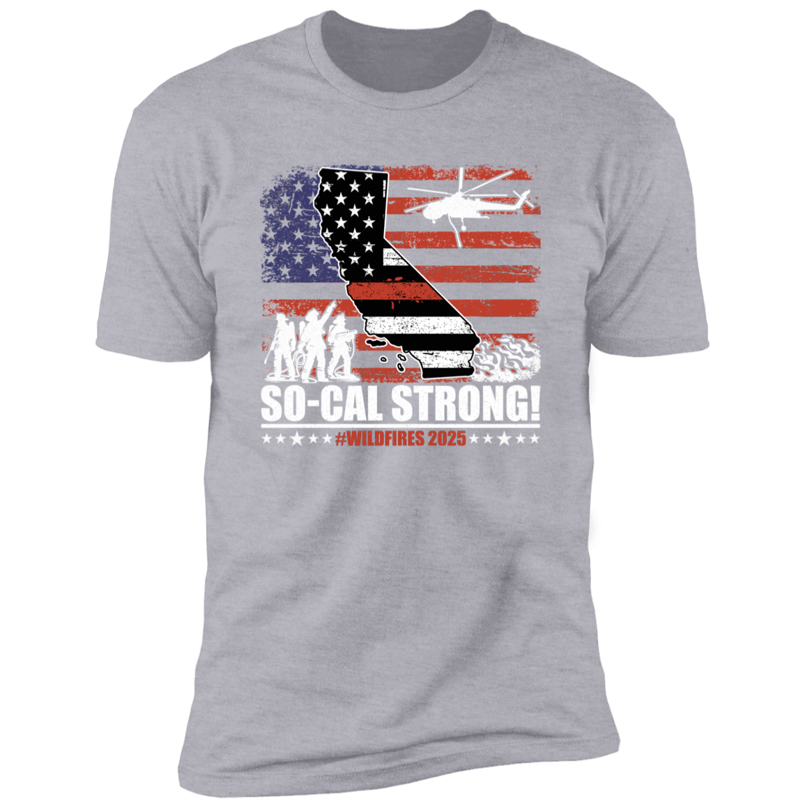So-Cal Strong Wildfires 2025 California Firefighter With USA Flag Firefighting Volunteer Dark Shirt HO82 65686