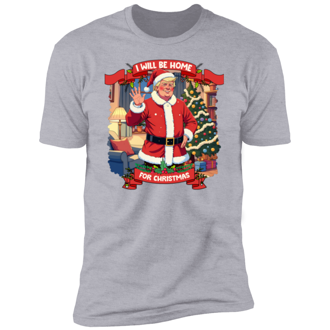I Will Be Home For Christmas Trump Santa Claus Shirt HA75 63671
