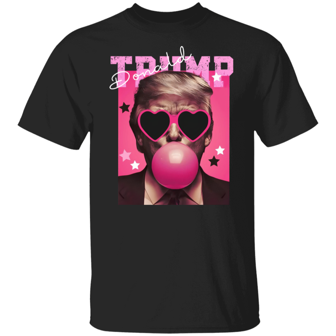 Funny Donald Trump Blowing Bubble Gum Pink Sun Glasses Dark Shirt LM32 65191