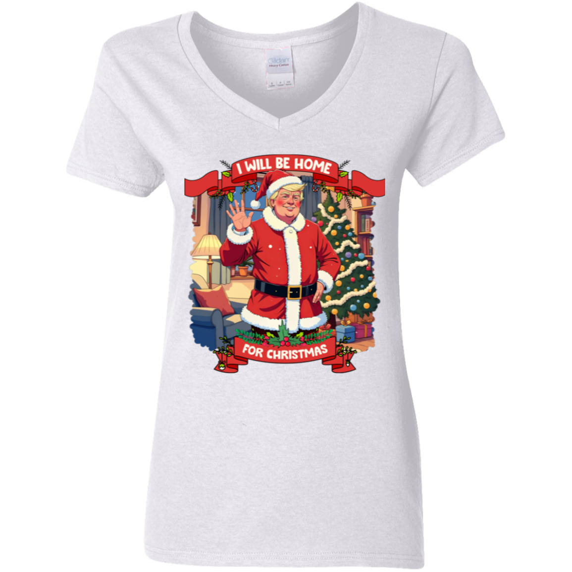 I Will Be Home For Christmas Trump Santa Claus Shirt HA75 63671