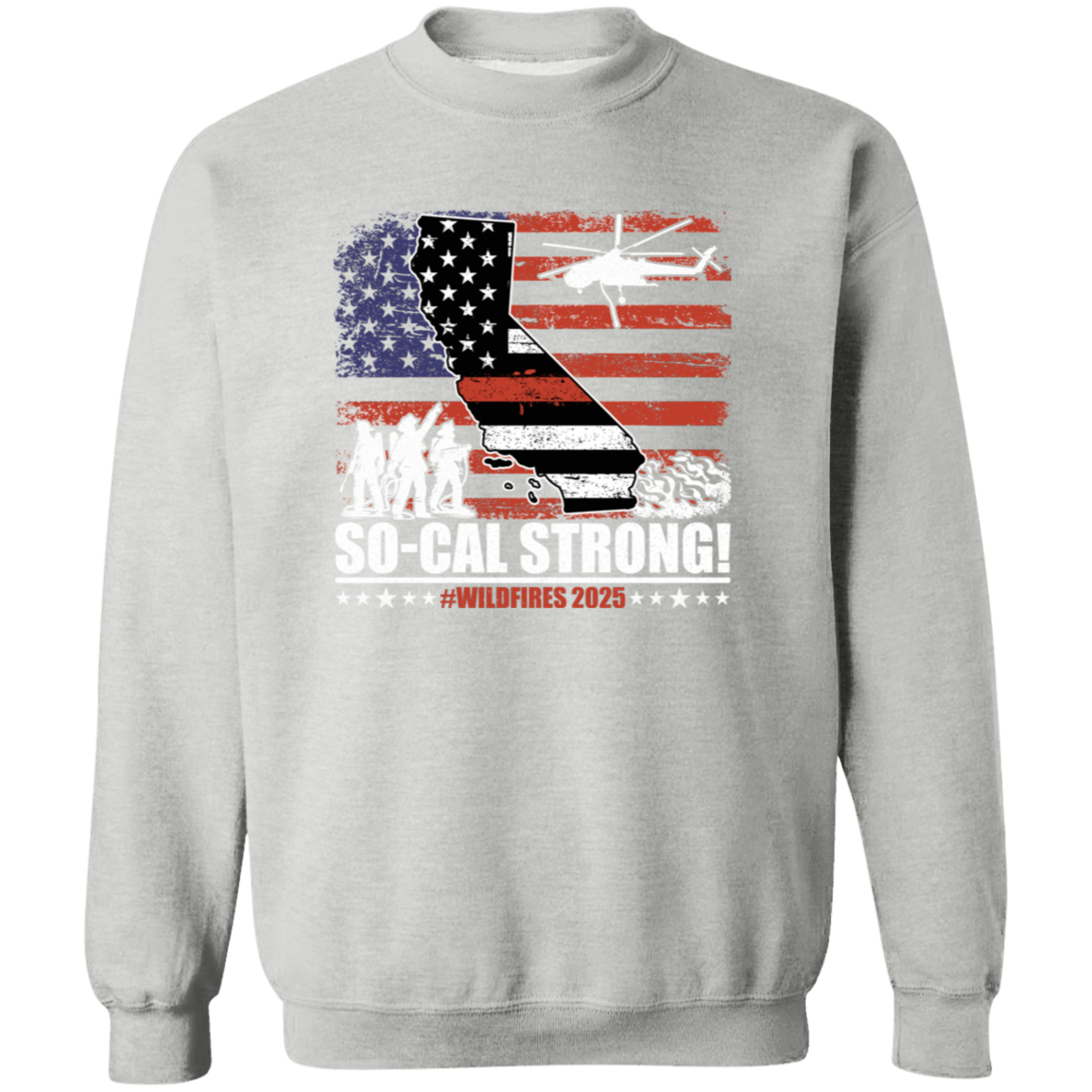 So-Cal Strong Wildfires 2025 California Firefighter With USA Flag Firefighting Volunteer Dark Shirt HO82 65686