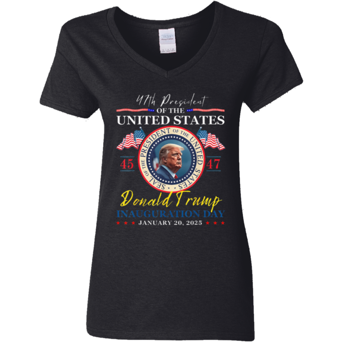 President Donald Trump Inauguration Day 2025 47th USA Flag Dark Shirt HO82 65658